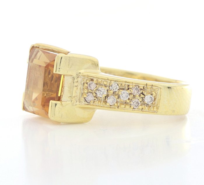 Image 3 of "no reserve price" - 9 kt. Silver, Yellow gold - Ring - 4.50 ct Citrine - Diamonds