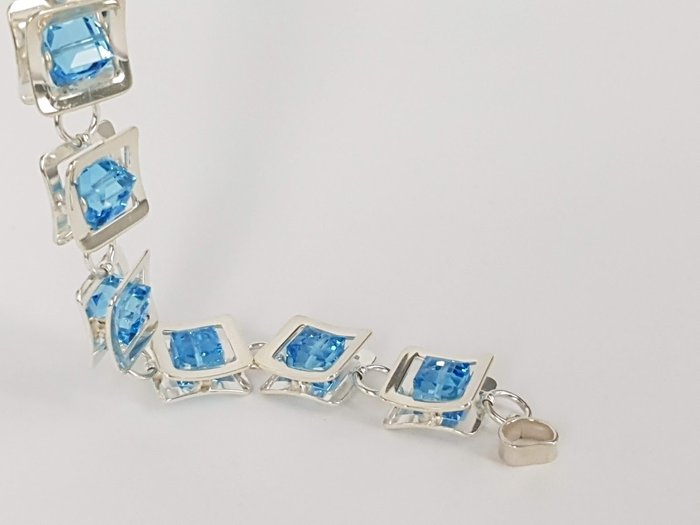 Image 3 of Jacek Ostrowski - 925 Silver - Bracelet, Ring, Set - Original Swarovski Crystal