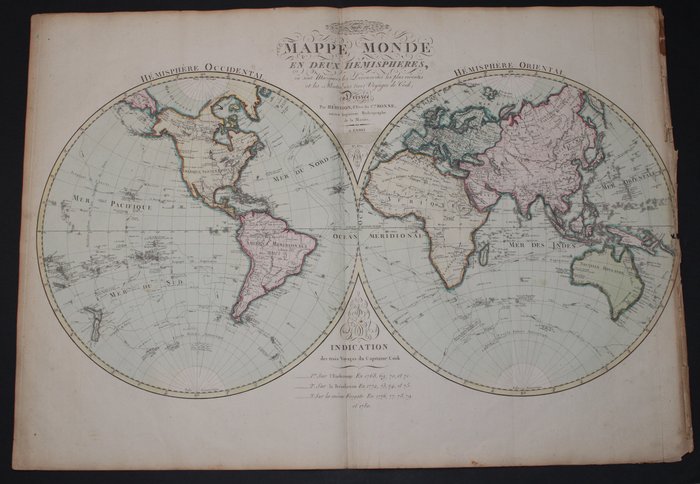Preview of the first image of Whole world, Mappe monde en deux hémisphères publiée en 1795; Hérisson - Les découvertes les plus r.