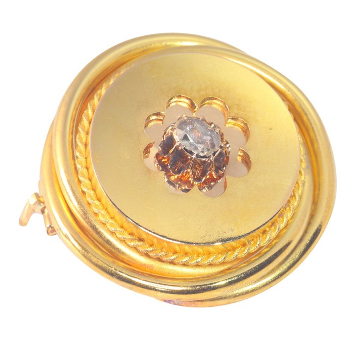 Image 2 of 18 kt. Yellow gold - Brooch Diamond - Vintage antique anno 1870