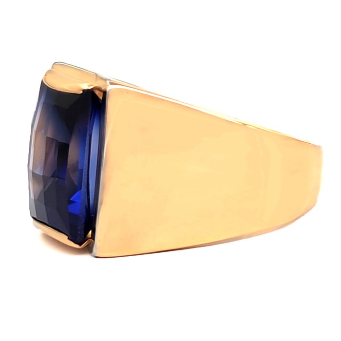 Image 3 of 18 kt. Yellow gold - Ring - Blue stone