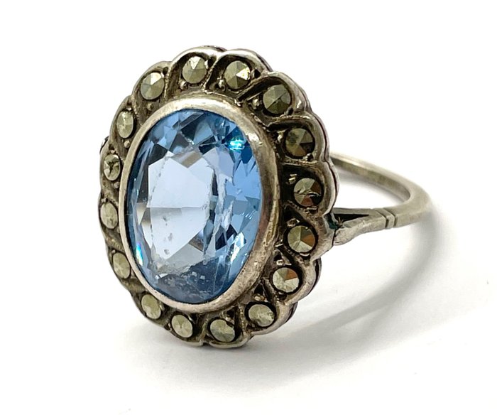 Image 2 of 800 Silver - Ring - 6.00 ct Topaz - Marcasite