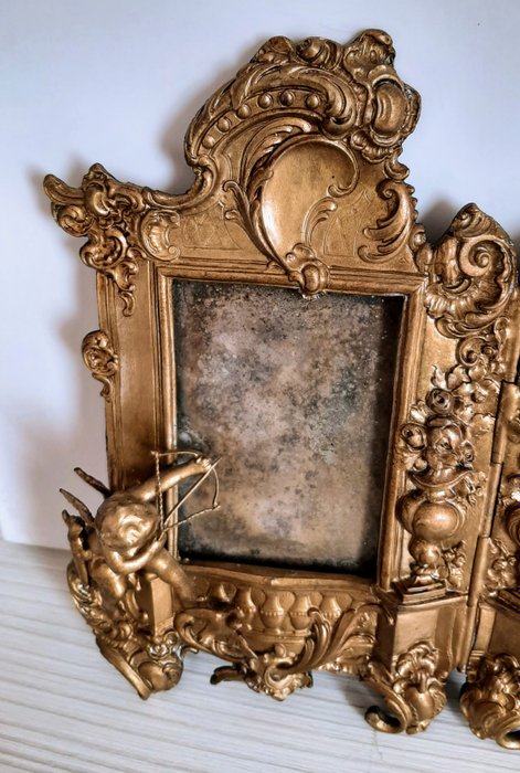 Image 3 of Patinated metal photo frame - Metal - Late 19th century