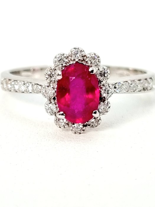 Preview of the first image of 18 kt. White gold - Ring - 1.25 ct Ruby - Diamonds.