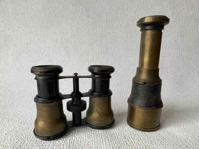 Image 3 of Binoculars, Telescope - Brass, Leather - circa 1900