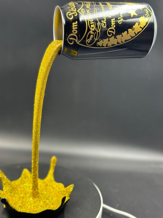 Preview of the first image of Art Stray-Nos - Canette suspendu Dom Perignon à paillettes..