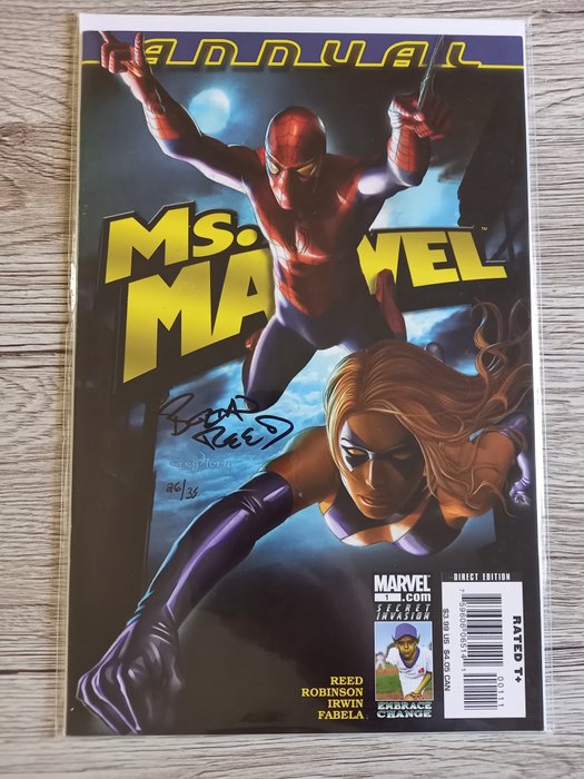 Image 2 of Ms. Marvel Annual #1 Only 35 Copies Signed ! - Signed by story creator Brian Reed !! With DF COA an