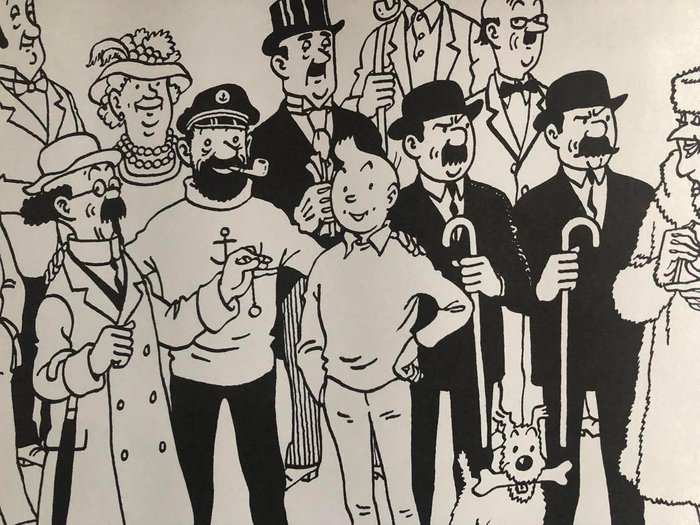 Image 2 of Tintin - Affiche publicitaire Casterman - "La famille Hergé" - (1976)