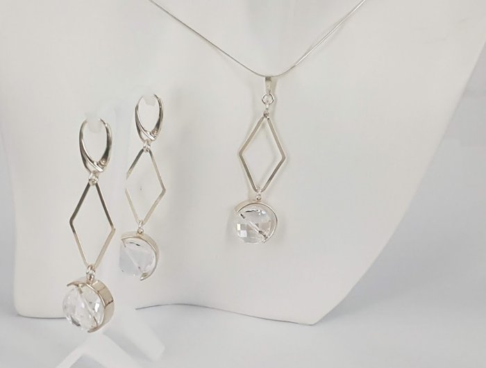 Preview of the first image of Jacek Ostrowski / No Reserve Price - 925 Silver - Earrings, Necklace with pendant, Set - Original S.