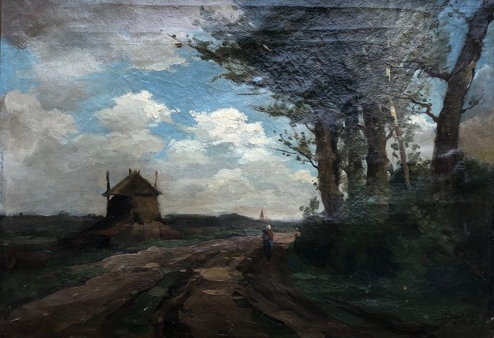 Preview of the first image of F. Bouhuijs ( XX) - The road to the village.