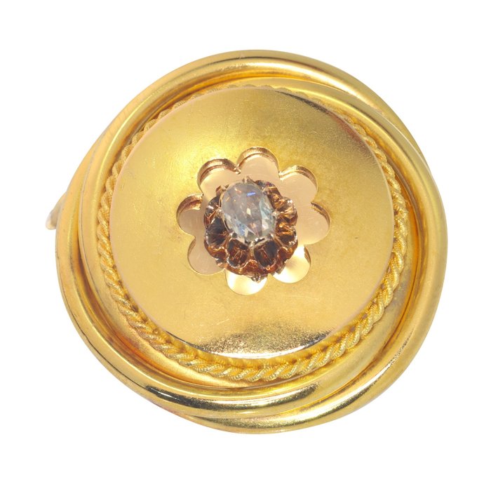Preview of the first image of 18 kt. Yellow gold - Brooch Diamond - Vintage antique anno 1870.