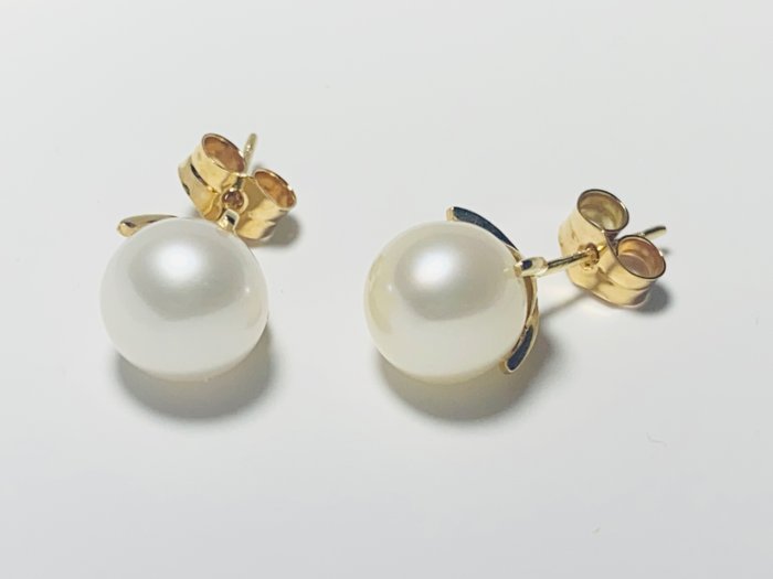 Image 3 of 18 kt. Gold, Yellow gold - Earrings Akoya Pearl - 7.5mm x 7.5mm
