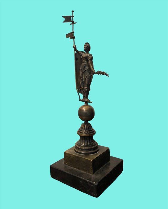 Preview of the first image of Sculpture, figure of Giralda of Seville ( Giraldillo) - signed - NO RESERVE PRICE - Bronze, Marble.