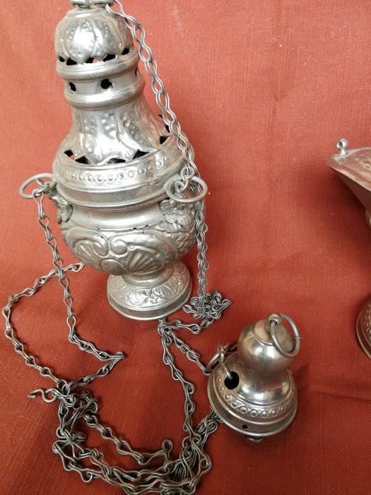 Image 3 of thurible and boat (2) - Silver-plated - Late 19th century
