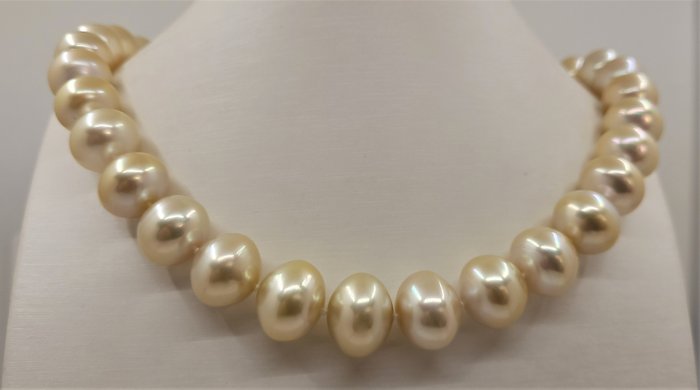 Image 3 of 13.3x16.3mm Deep Golden South Sea Pearls - 925 Silver - Necklace