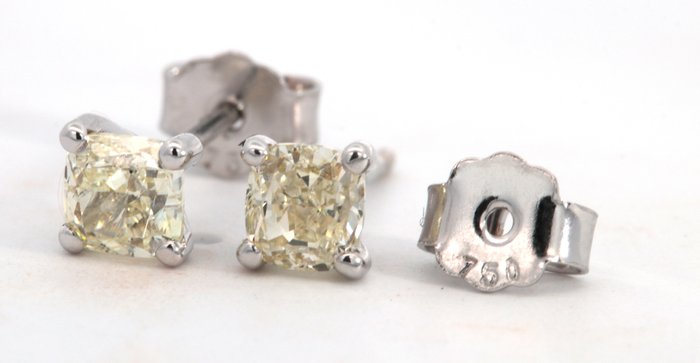 Preview of the first image of 18 kt. White gold - Earrings - 0.96 ct Diamond - Diamonds.