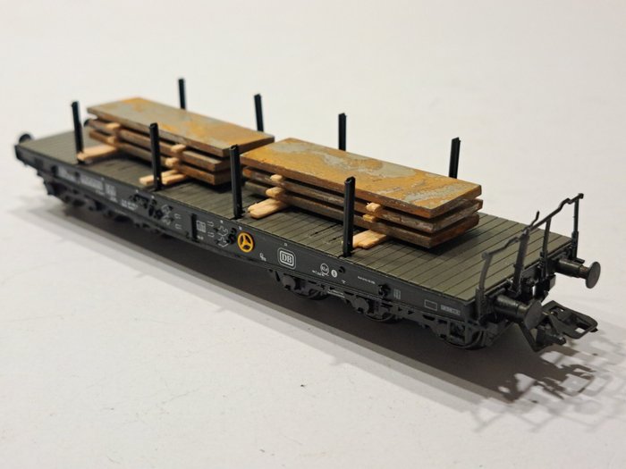 Image 3 of Märklin H0 - Freight carriage - 3x 6-axle heavy transport wagon with a load of real iron steel plat