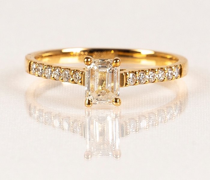 Preview of the first image of IGI Cert - 18 kt. Yellow gold - Ring - 1.04 ct Diamond - Diamonds.