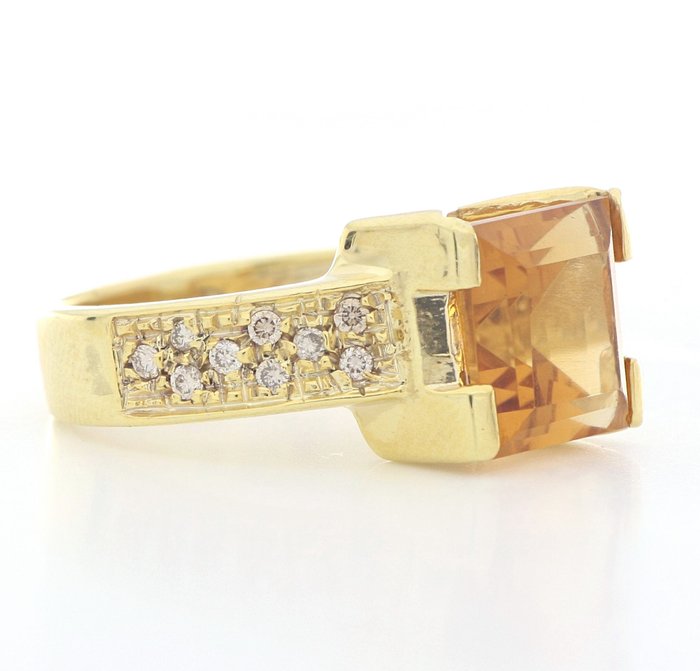 Image 2 of "no reserve price" - 9 kt. Silver, Yellow gold - Ring - 4.50 ct Citrine - Diamonds