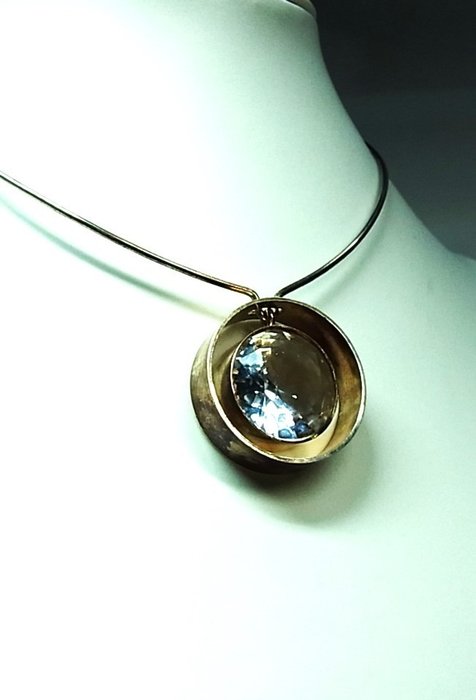 Image 3 of Skandinavische Goldschmiede-Arbeit - 925 Silver - Necklace with pendant - 25.00 ct Quartz - faceted