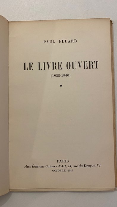 Image 2 of Paul Eluard - Le Livre ouvert, I et II - 1940/1942