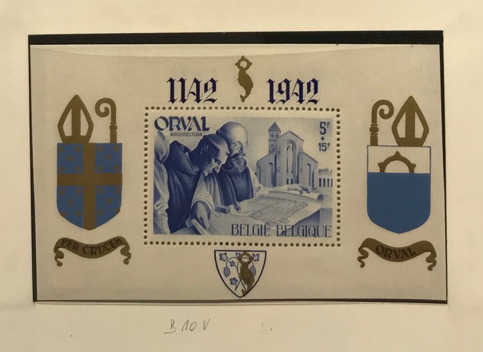 Image 2 of Belgium 1942/1948 - Orval blocks small - curiosities: Wrong / Swapped overprint - BL7, 8, 10 - Cu