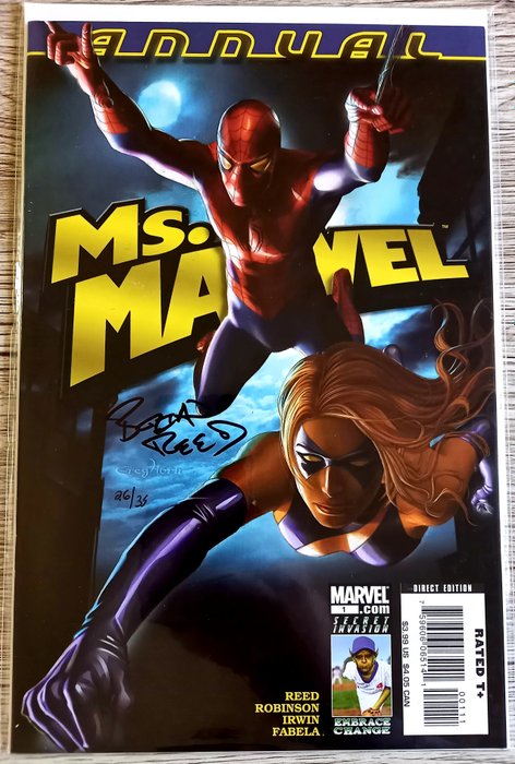 Preview of the first image of Ms. Marvel Annual #1 Only 35 Copies Signed ! - Signed by story creator Brian Reed !! With DF COA an.