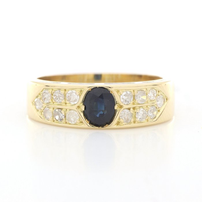 Image 2 of " No Reserve Price " - 18 kt. Yellow gold - Ring - 1.00 ct Sapphire - Diamonds