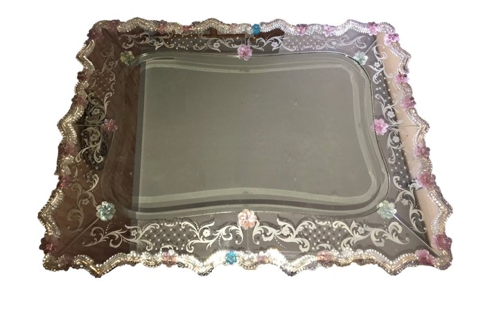 Preview of the first image of Wall mirror (1) - Glass, Wood - ca. 1900.