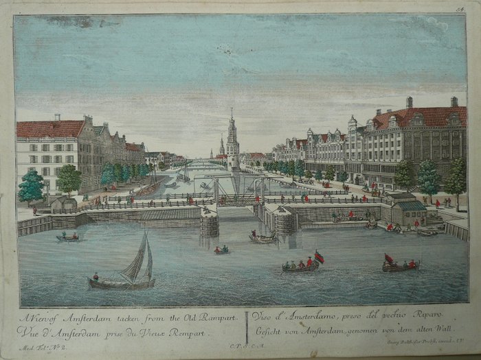 Preview of the first image of Netherlands, Amsterdam; Georg Matthäus Probst / Georg Balthasar Probst - A view of Amsterdam taken.