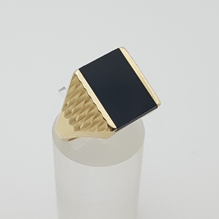 Image 2 of Zware Vintage - 14 kt. Gold - Ring Onyx - Men's signet ring.