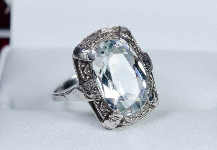 Preview of the first image of Silver - Ring - Aquamarine (tested).