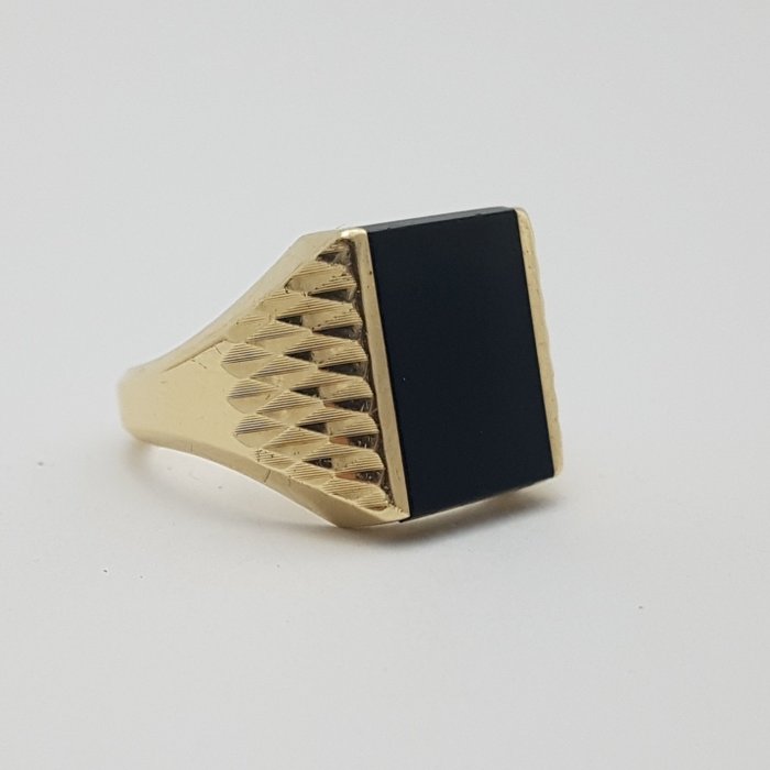 Image 3 of Zware Vintage - 14 kt. Gold - Ring Onyx - Men's signet ring.