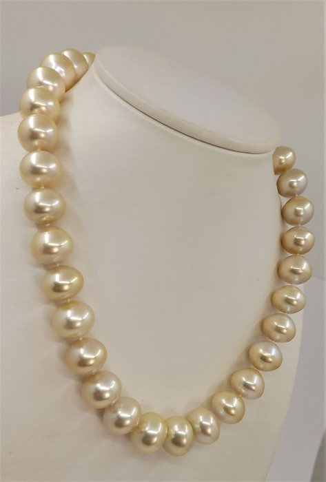 Image 2 of 13.3x16.3mm Deep Golden South Sea Pearls - 925 Silver - Necklace