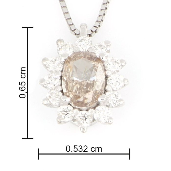 Image 3 of Necklace HRD Antwerp Lab Report - 18 kt. White gold - Necklace - 0.14 ct Diamond - Fancy diamond