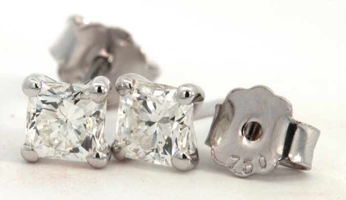 Image 3 of 18 kt. White gold - Earrings - 1.00 ct Diamond - Diamonds