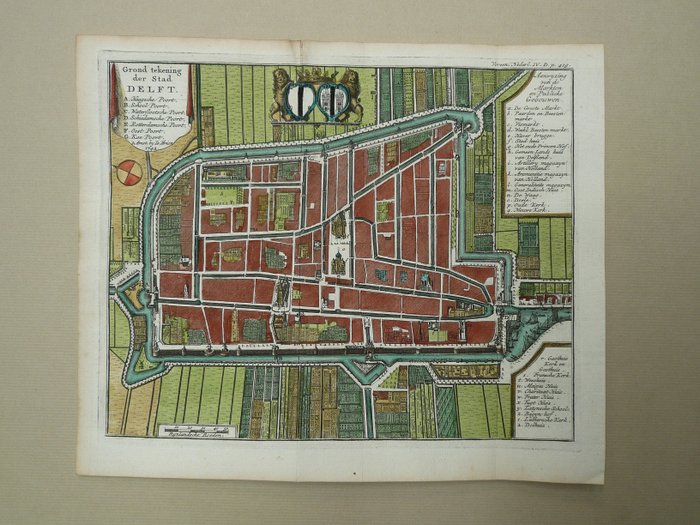 Image 2 of Netherlands, Delft; Isaac Tirion - Grond tekening der stad Delft - 1721-1750