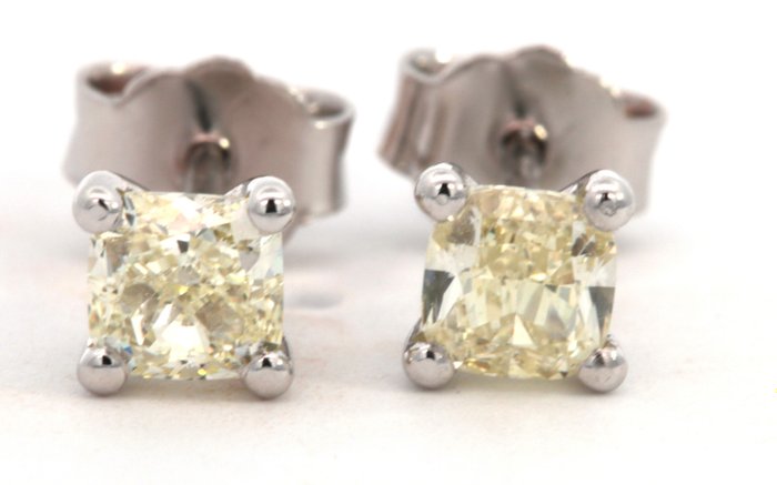 Preview of the first image of 18 kt. White gold - Earrings - 1.20 ct Diamond - Diamonds.