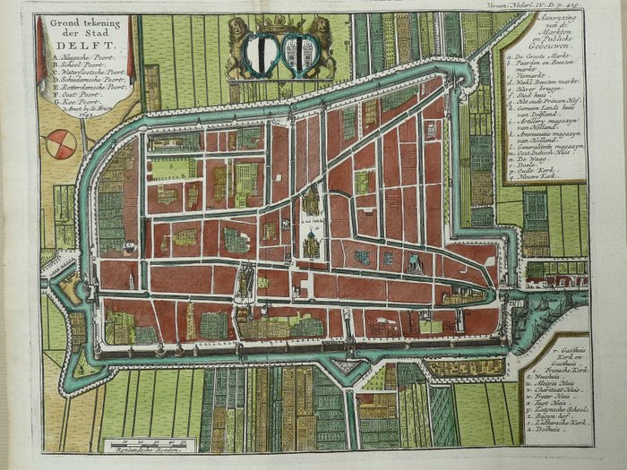 Preview of the first image of Netherlands, Delft; Isaac Tirion - Grond tekening der stad Delft - 1721-1750.