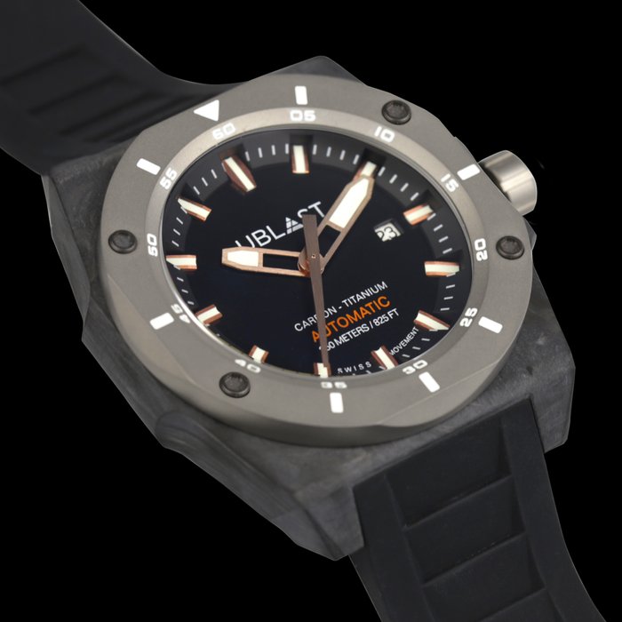 Preview of the first image of Ublast - Fusion Carbon & Titanium - UBFSN47BKG - Automatic Swiss MOVT - 25 ATM - Men - New.