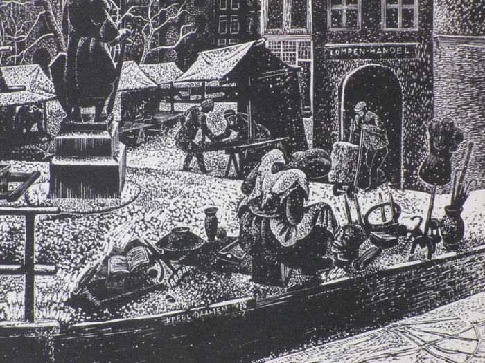 Image 2 of Kreel Daamen (1916-1993) - Lompenhandel in de winter