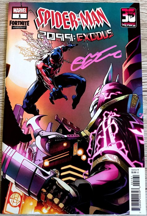 Preview of the first image of SPIDER-MAN 2099: Exodus Alpha #1SOLD OUT !! "Crees Lee Variant X Fortnite " 30th SpiderMan 2099 Ann.