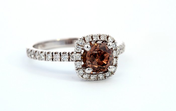 Preview of the first image of 18 kt. Gold - Ring - 1.02 ct Diamond - Diamonds, GRA Certificate.