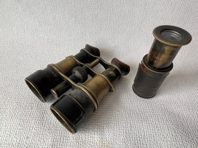 Image 3 of Binoculars, Telescope - Brass, Leather - circa 1900