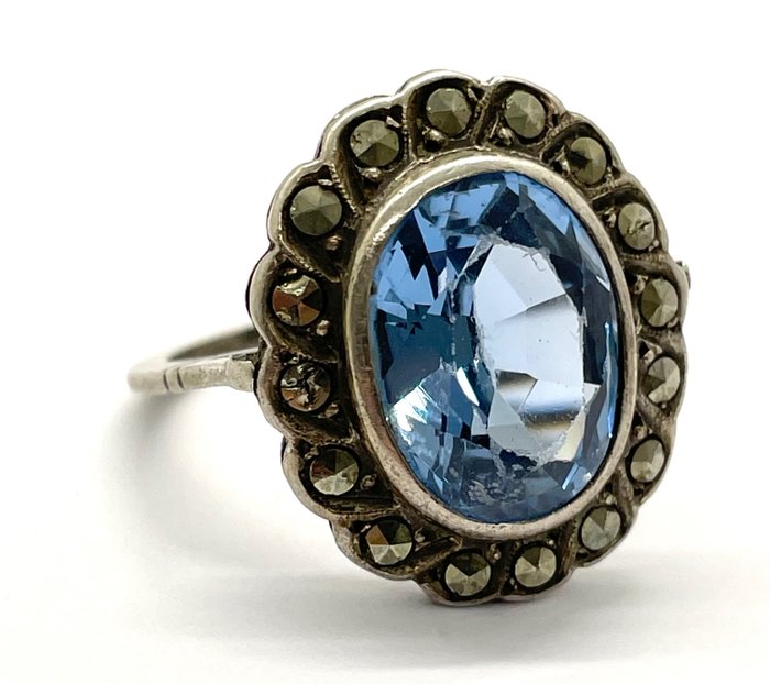 Image 3 of 800 Silver - Ring - 6.00 ct Topaz - Marcasite