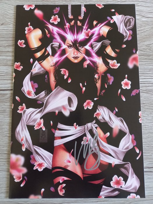 Image 2 of X-Men #15 NYCC 2022 Virgin Exclusive !!Psylocke White Glow SOLD OUT ! - Signed by Mark Brooks !! WI