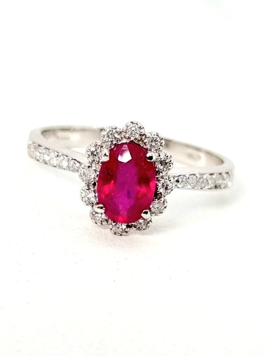 Image 2 of 18 kt. White gold - Ring - 1.25 ct Ruby - Diamonds