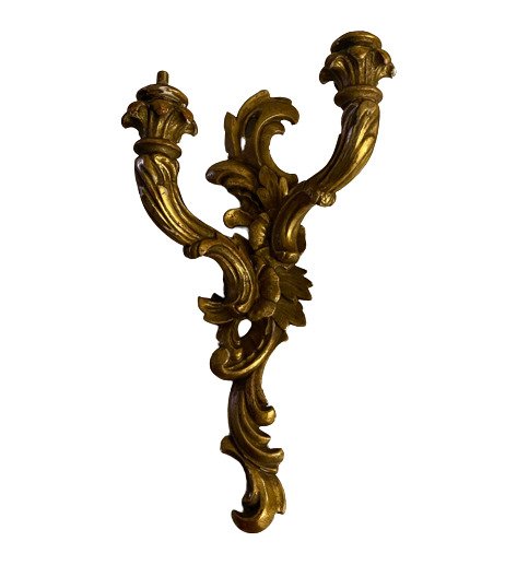Preview of the first image of Wall lamp (1) - Rococo Style - Gilt, Wood - 19th century.