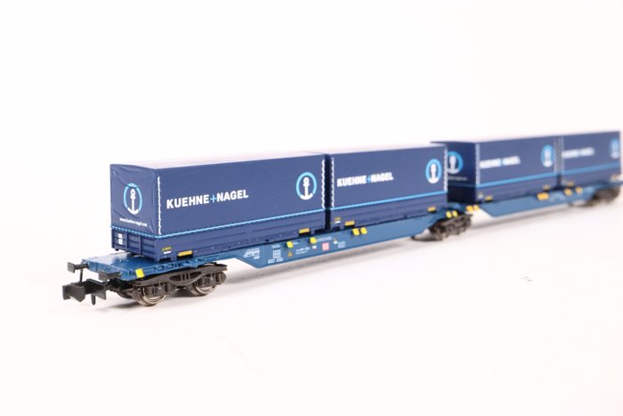 Preview of the first image of Hobbytrain N - H23730 - Freight carriage - Double carriage 'Kuehne+Nagel' - DB.