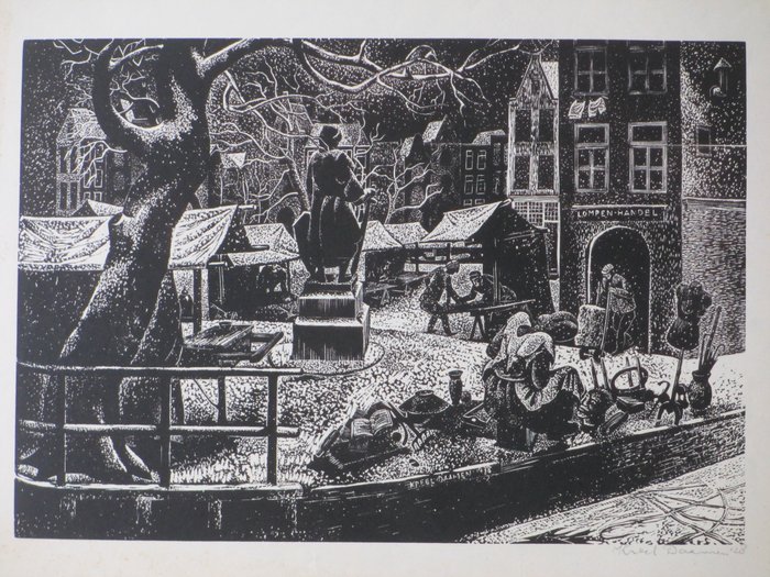 Preview of the first image of Kreel Daamen (1916-1993) - Lompenhandel in de winter.